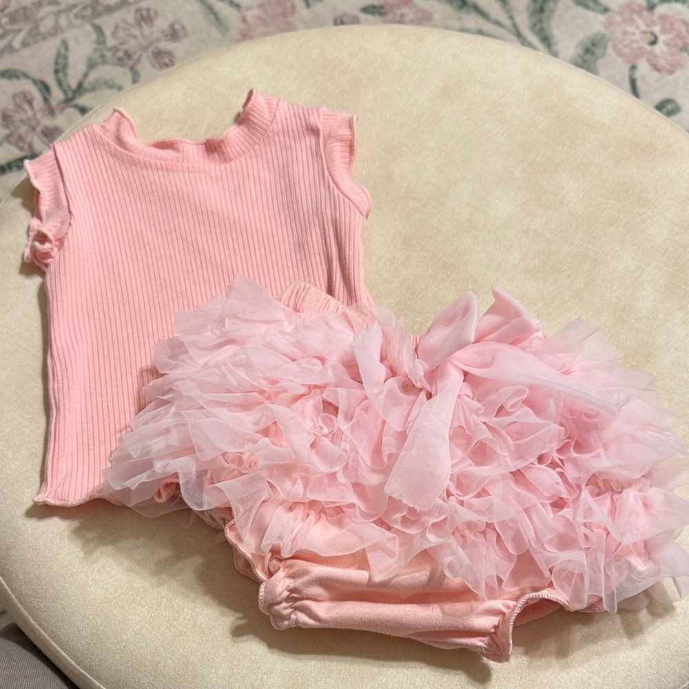 Pink Ruffled Two Piece  Baby Outfit